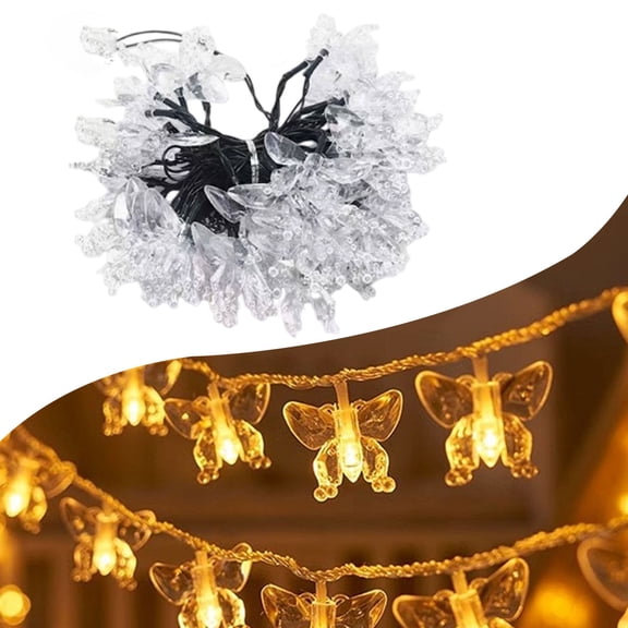 Goowood LED Butterfly Curtain Lights - Cute String Lights for Bedroom and Kids Room - Hanging Wall Decor Lighting for Ceiling and Bed