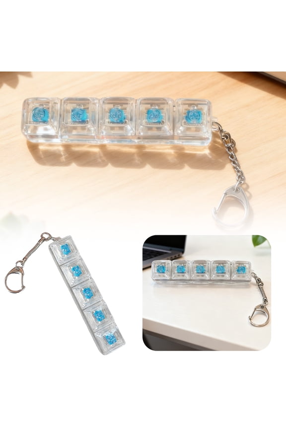 LED Mechanical Keyboard Clicker Fidget Keychain 4-Key Switch Tester Stress Relief Button for Adults Office Desk Gadget Anxiety Calming Gamer Gift