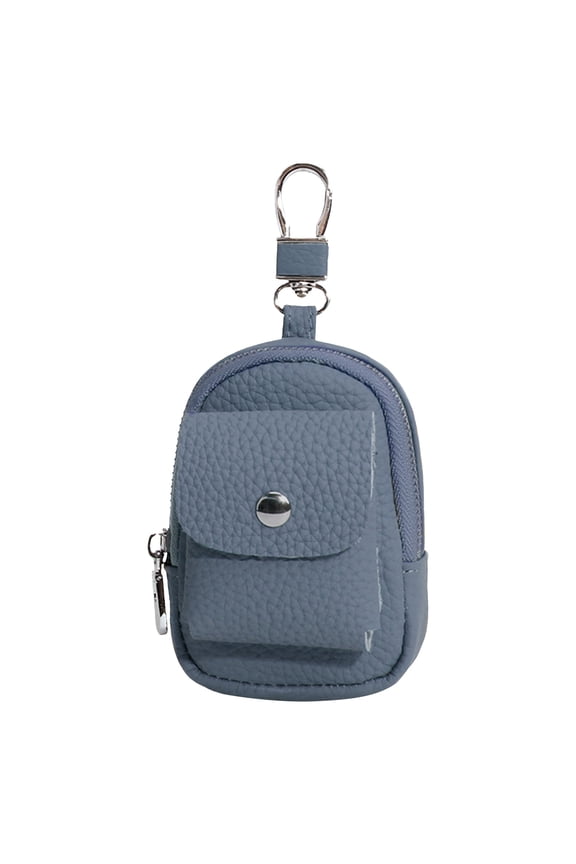Leather Mini Backpack Keychain Purse for Women Compact Organizer Small Coin Pouch Earbuds Case with Carabiner Clip Anti-Lost Secure Premium