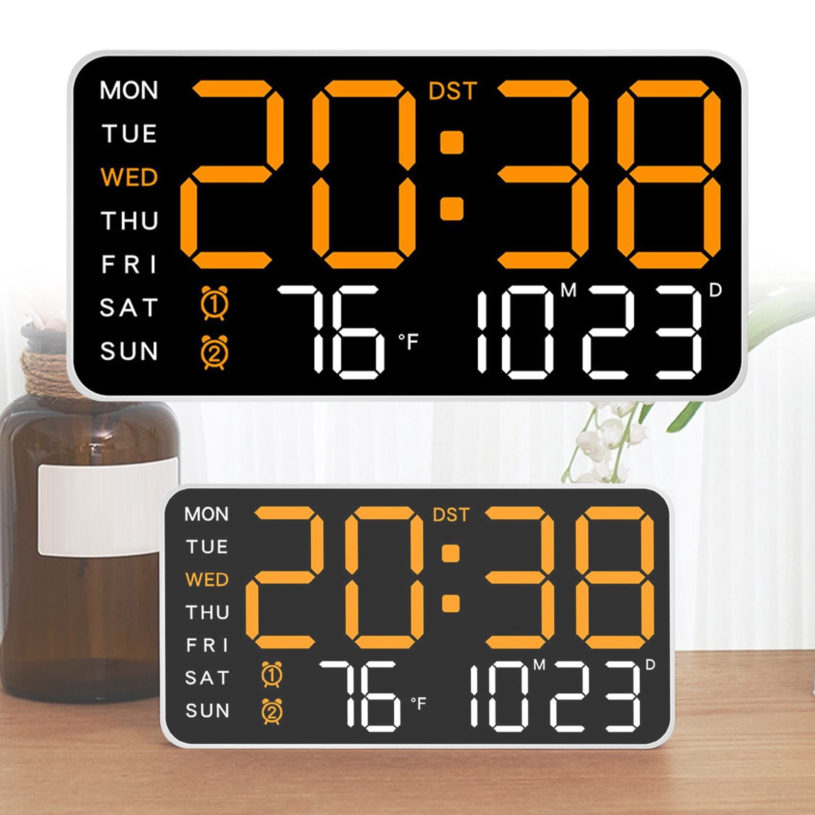 Goowood Modern LED Digital Wall Clock Large Display Date Temp Night ...