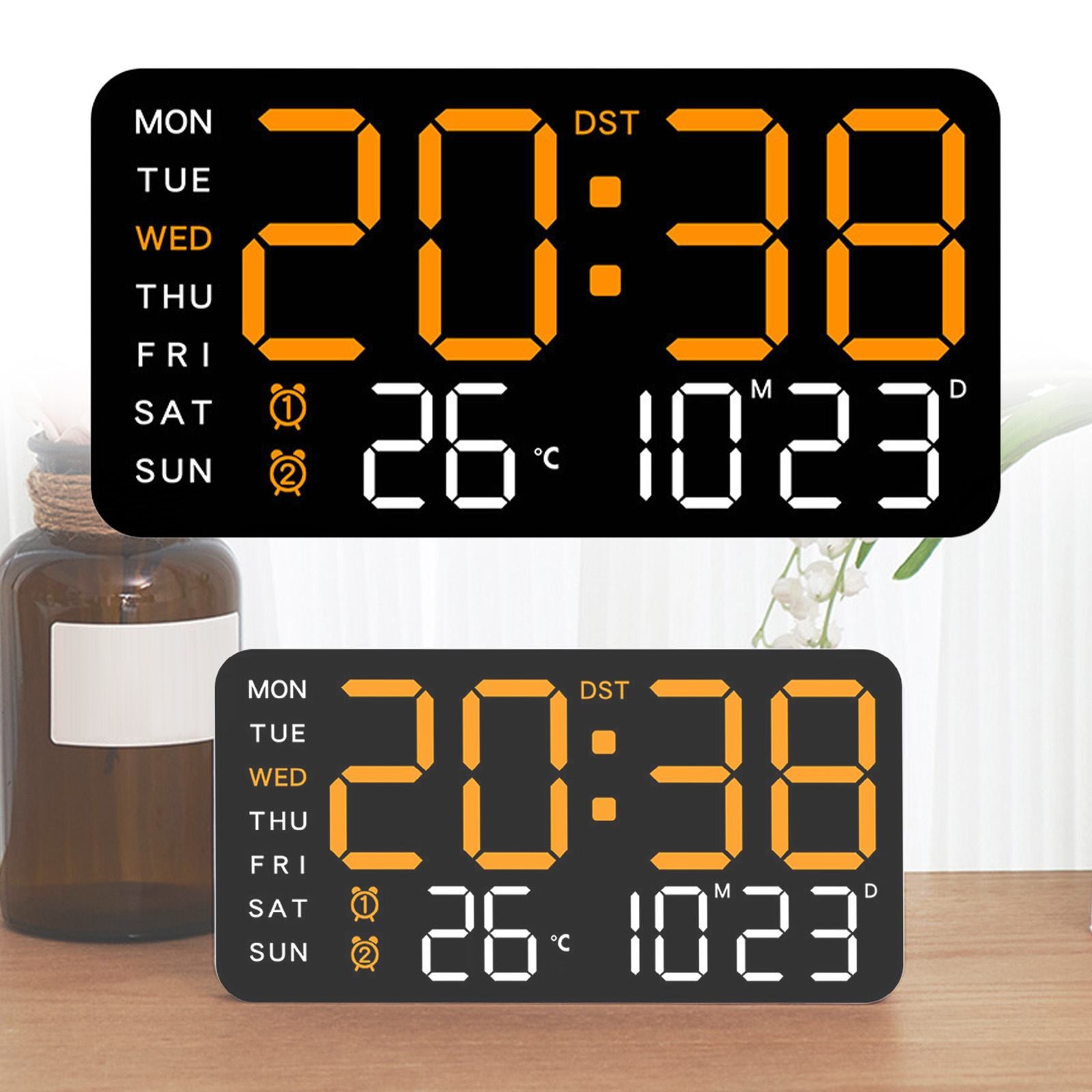 Led Stand Up Table Clock Goowood Modern LED Digital Wall Clock Large Display Date Temp Night ...
