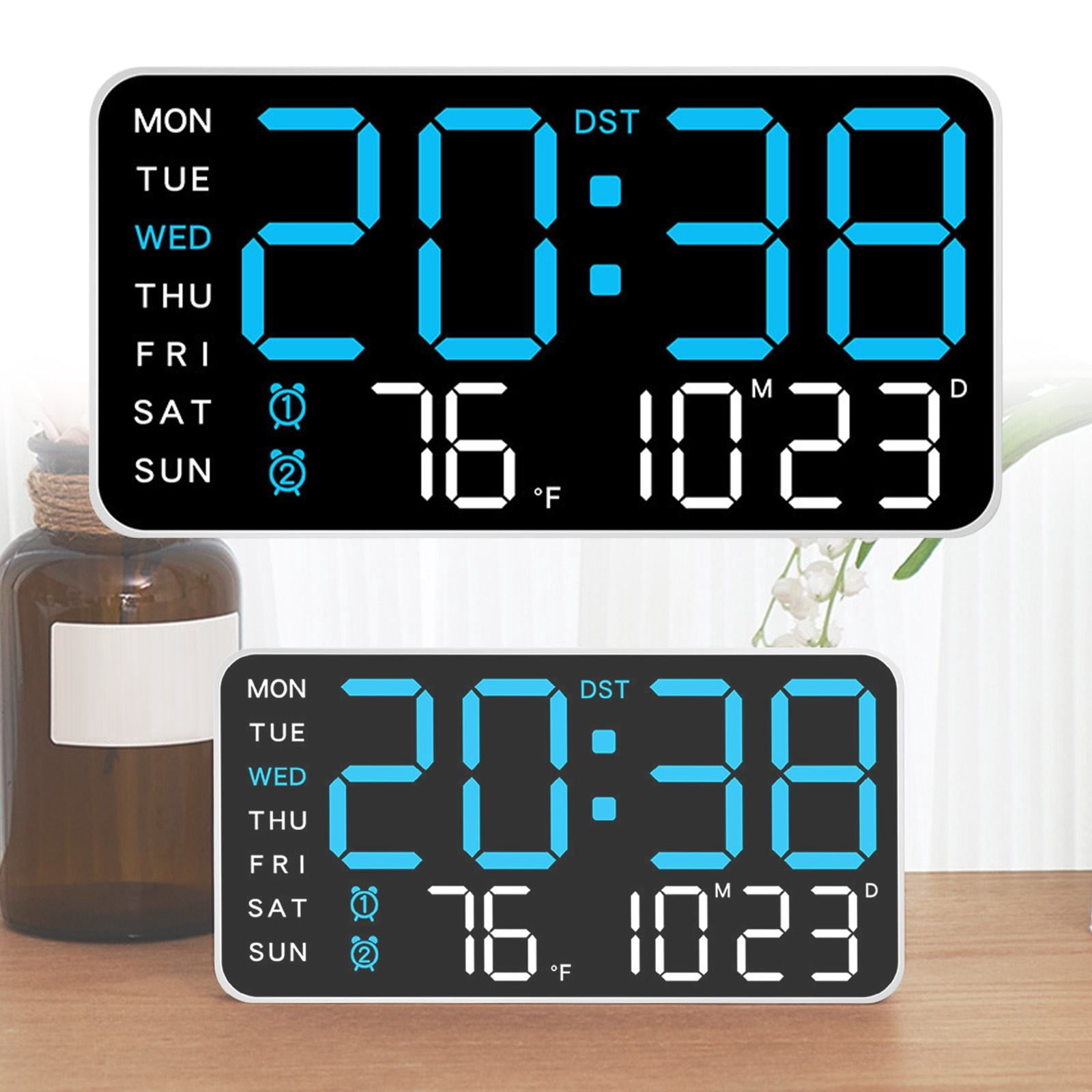 Goowood Modern LED Digital Wall Clock Large Display Date Temp Night ...