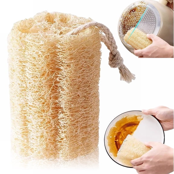 Goowood Natural Loofah Sponge Kitchen Dish Scrubber Biodegradable Plant Fiber Luffa Body Exfoliator for Shower and Household Cleaning