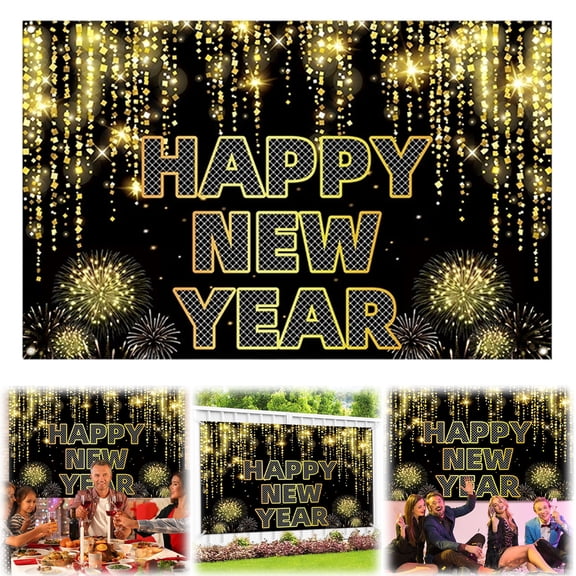 Goowood New Year Countdown Celebration Banner City Theme Backdrop for Holiday Party Decorations