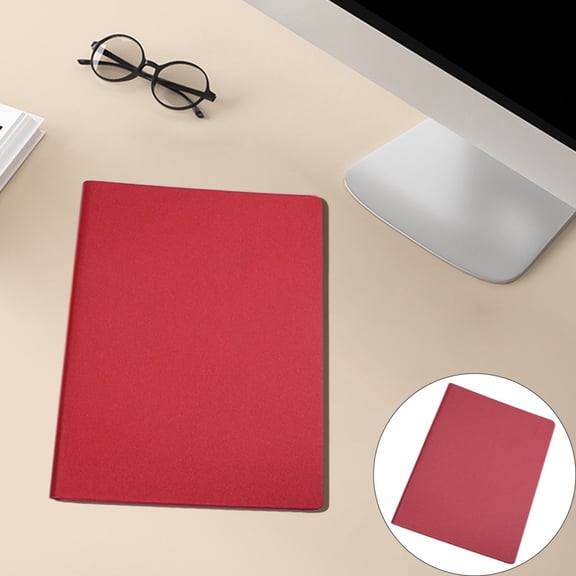Goowood Notebook Business Planner Binder Red Executive Meeting Notebook for Work High End Refillable 9 Ring Pearlescent Leather