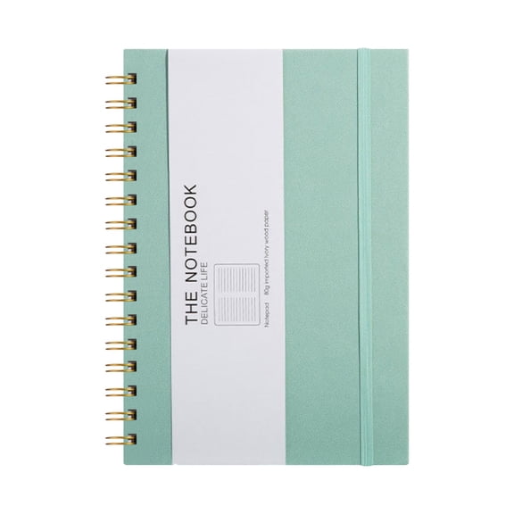 Goowood Notebook Journal A5 Spiral Notebook with Thick Leather Cover 200 Pages Cyan Diary for Work Planning and Journaling