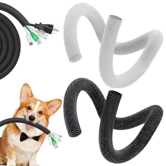 Goowood Pet Cable Protector Anti Chew Cable Sleeve Cord Cover Wire Protector for Dog Chewing Management Organizing and Fixing Black Durable Flexible