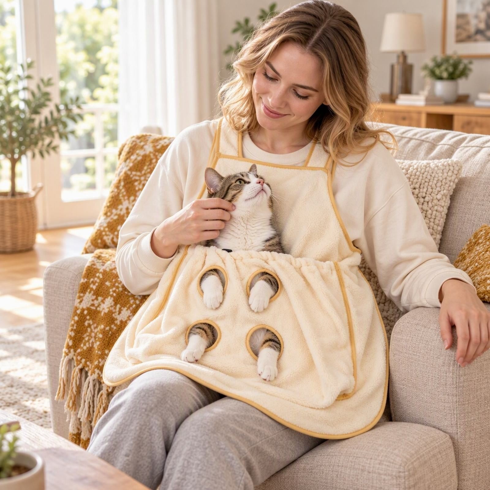 Goowood Pet Cuddling Apron with Leg Holes for Holding Cats, Hair ...