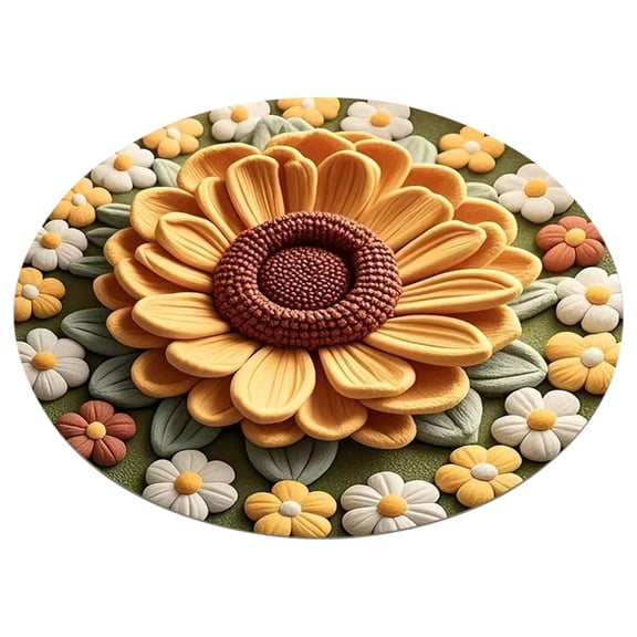 Goowood Plush & Diatomaceous Earth Floor Mat 3D Flower Rugs Optical Diatomite Bathroom Mat Quick Drying Non & Water Absorbent (60×60cm) Carpet Home textile products