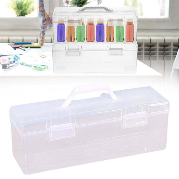 Goowood Portable Paint Storage Box Craft Organizer Art Supply Caddy Handle Stackable Case for Brushes Paints Studio Home Essentials