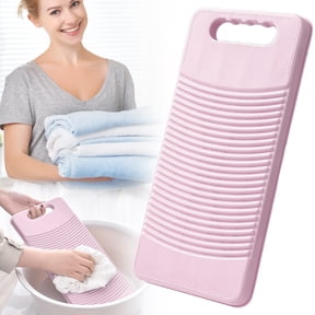 Goowood Portable Washboard for Laundry Hand Washing Board Lavadero Manual Clothes Washer with Soap Rack for Underwear Socks Travel - Pink, 33x15cm