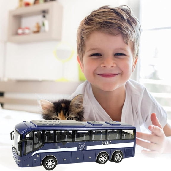 Goowood Power Minibus Toy Set Realistic Vehicle Toy for Toddlers Friction Powered Push Car for 1 to 3 Year Old Boys Learning Toy Gift