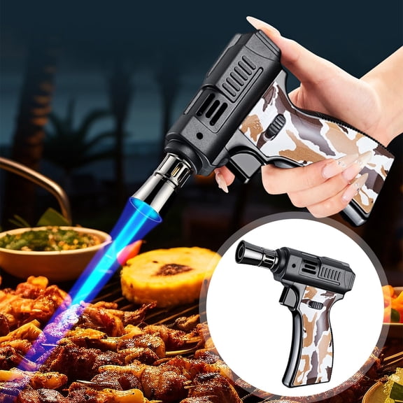 Goowood Powerful Grill & Cooking Propane Torch Adjustable Wood Torch Burner For Searing Steak BBQ Welding(Black Grey) Propane Tank Not Included Cooking Utensils Kitchenware