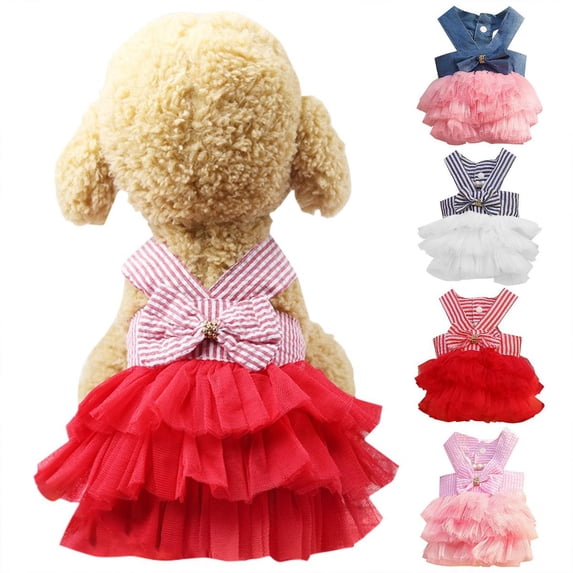 Goowood Princess Dog Dress Bubble Skirt Cowboy Style Pet Dresses for Small Dogs Girl Puppy Summer Clothes Costume
