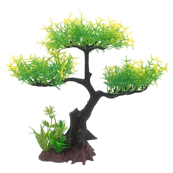 Goowood Realistic Aquarium Plants for Fish Tanks, Cherry Blossom Tree & Green Aquatic Decor, Plastic Artificial Plants for Underwater Natural Decor, Fish Tank Accessories, Long-Lasting, Non-Toxic
