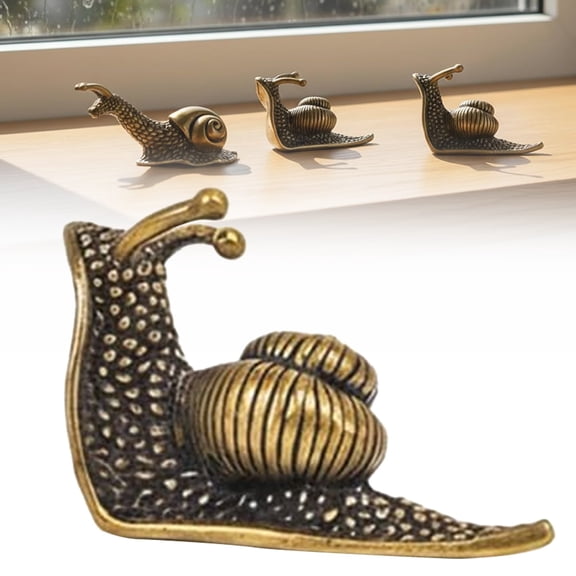 Goowood Retro Snail Figurine Sculpture Shelf Decor Home Decor Accents Antique Style Desktop Ornament for Mantel Bookshelf Tabletop