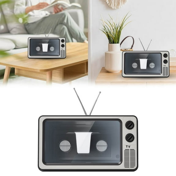 Goowood Retro TV Phone Screen Magnifier 12 Inch 3D HD Cell Phone Projector with Foldable Stand Vintage Desktop Ornament for iPhone Android