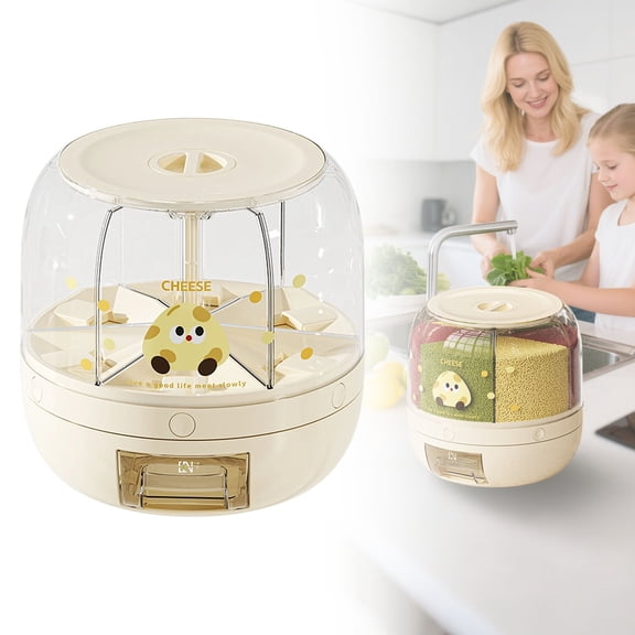 Goowood Rotating Cereal Dispenser Dry Food Storage Vending Candy Machine for Kids Kitchen Countertop Automatic Grain Snack Organizer