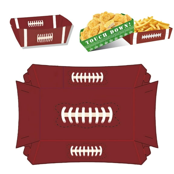 Goowood Rugby Party Supplies Disposable Food Boats Serving Trays Football Game Day Decor for Burger Fries Nacho Tailgate Events