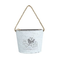 Goowood Rustic Metal Wall Hanging Planter Vintage Iron Flower Pot for Home Garden Decor Retro Hanging Bucket 5.5 x 10.2 x 5.5 inch