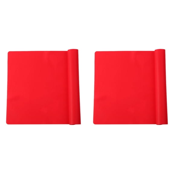 Goowood Silicone Mats for Kitchen Counter 2 Pack Red Extra Large Countertop Protector Heat Resistant Silicone Placemat for Coffee Bar