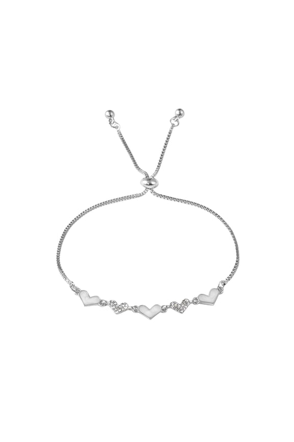 Silver Ocean Heart Bracelet Adjustable Rhinestone Zircon Bangle Women Fashion Jewelry Dainty Crystal Wristband Anniversary Gift