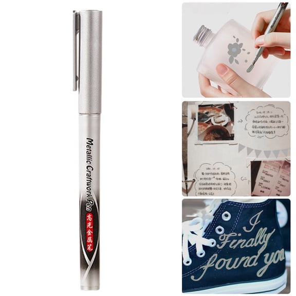 Goowood Silver Paint Pen Metallic Marker Waterproof High Gloss Silver Sharpie DIY Craft Art Invitation Chrome Paint 2ml