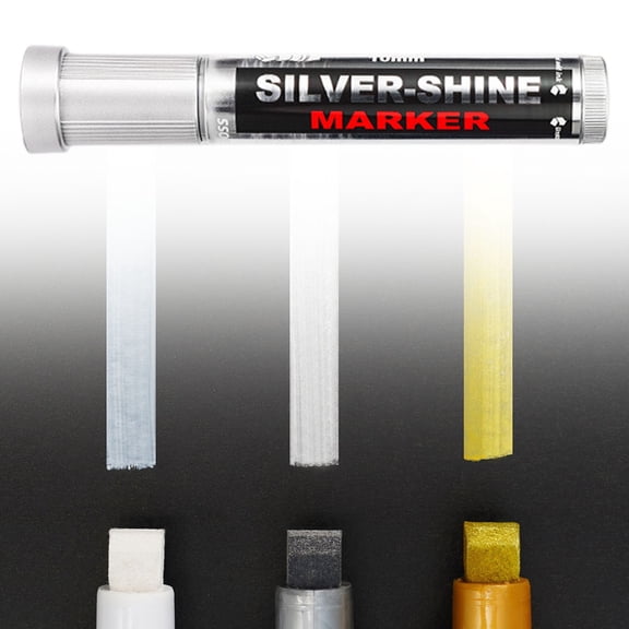Goowood Silver Paint Pen Oil Based Paint Markers Refillable Medium Chisel Tip Permanent Marker for Metal Wood Stone Plastic Glass 3ml