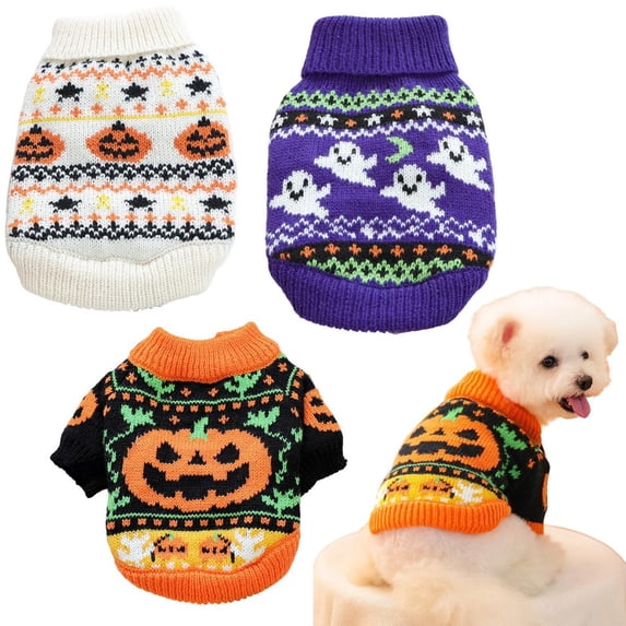 Goowood Small Dog Halloween Costume Chihuahua Sweater Cute Turtleneck Knitwear Soft Pullover Outfit for Puppy Medium Breeds Winter Pet Clothes