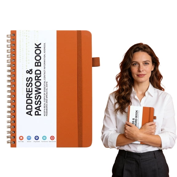 Goowood Spiral Password Address Book Internet Login Organizer with Pen Loop Elastic Strap Pocket for Office