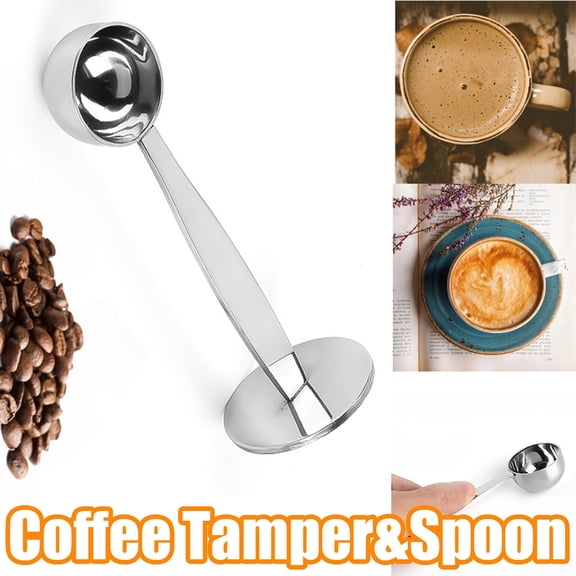 Goowood Stainless Steel Espresso Tamper and Coffee Measuring Scoop 2 in 1 Double Headed Coffee Tamper Tool with Long Handle for Espresso