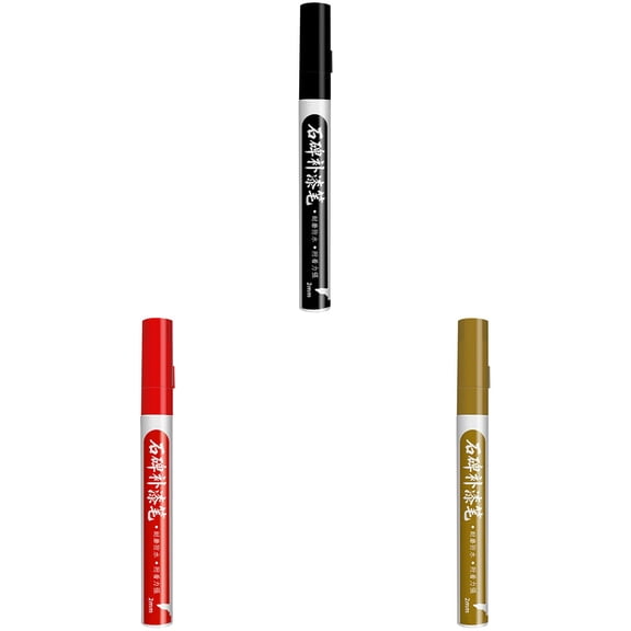 Goowood Stone Tablet Paint Pens Black Red Gold Metal Marker For Restoration Waterproof Letter Refinishing Paint Markers For Metal 3 Pack