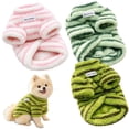 thumbnail image 1 of Goowood Striped Fleece Dog Sweater Warm Soft Small Pet Sweater, Two Legged Puppy Coat Outfit for Cat Small Dogs Chihuahua Fall Winter Apparel, 1 of 7
