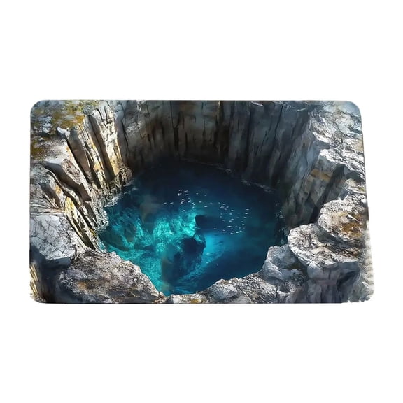 Goowood Stunning 3D Optical Illusion Rug Brick Bottomless Hole Design Non-Slip Area Carpet for Living Room Bedroom Front Door Mat Playroom Gameroom Floor Decor