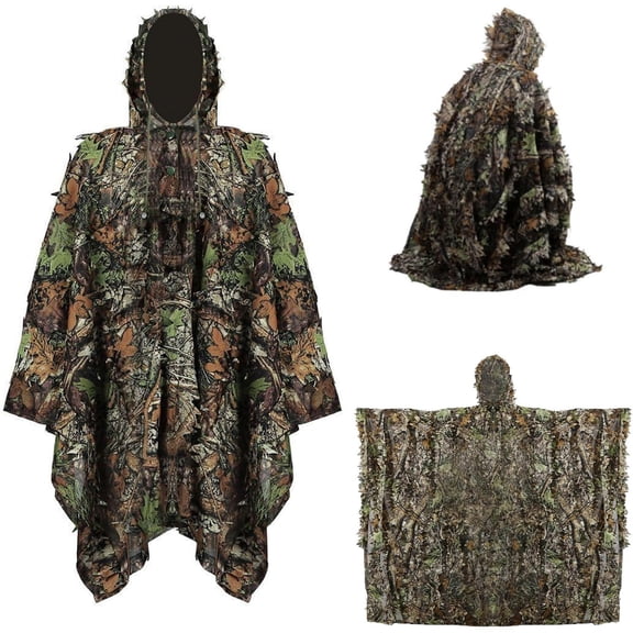 Goowood Tactical 3D Thermal Camouflage Cloak Ghillie Suit with infrared ir blocking and quick drying leafy design for hunting and outdoors