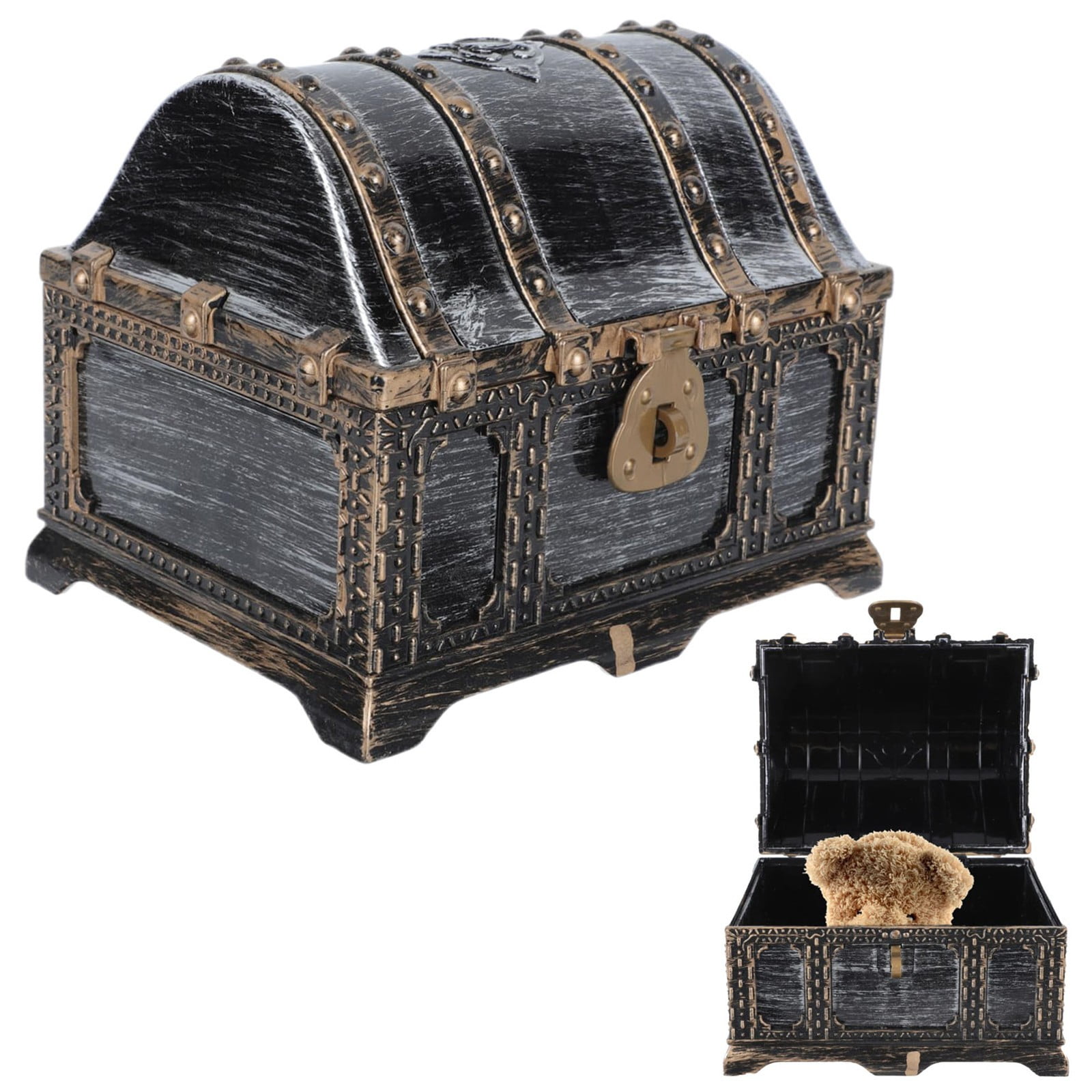 Goowood Treasure Chest Toy Box for Kids Pirate Treasure Chest Dark Grey ...