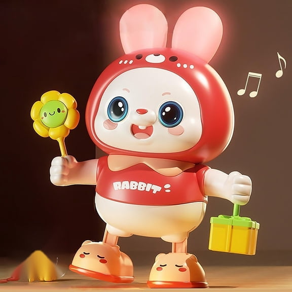 Goowood Tummy Time Toys Dancing Bunny Rabbit Singing Baby Toy with 48 Songs and Lights Interactive Hopping Bunny Toy for Infants Toddlers