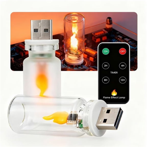 Goowood USB Flame Light USB Flame Effect LED Light Flickering Fire Lamp For Dining Bedside Gaming Remote & Timer Night Lights Home appliances