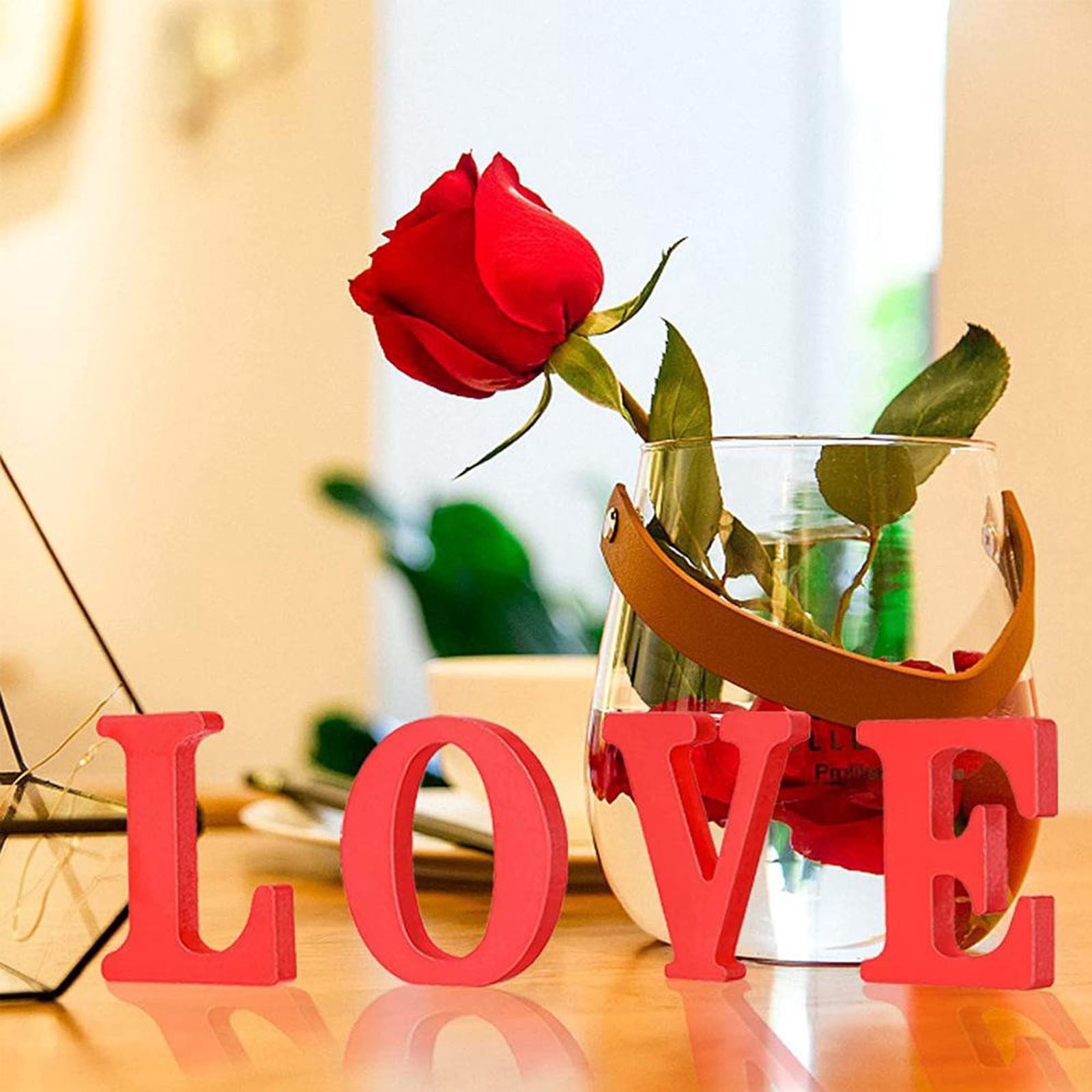 Goowood Valentine Wooden LOVE Letter Sign Desktop Decoration Wood Table ...