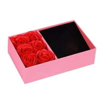 Goowood Valentine's Day Artificial Rose Jewelry Gift Box with 6 Roses for Ring and Necklace in Red with Ribbon