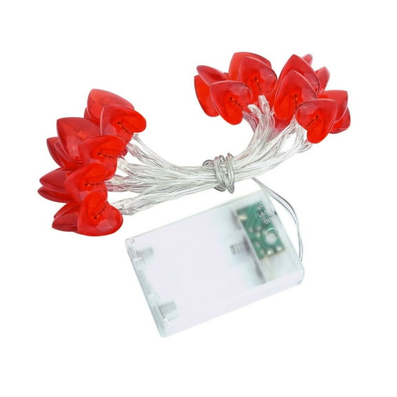 Goowood Valentine's Day Heart String Lights 30 LED 118.1 inch Battery Operated Red Fairy Lights Indoor Outdoor Decor