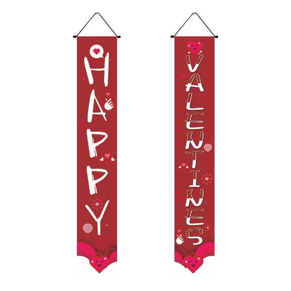 Goowood Valentine's Day Porch Sign 2 pack Welcome Banner for Front Door Outdoor Holiday Party Decor 70.8 inch