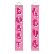 Goowood Valentine's Day Porch Sign Decor for Front Door Outdoor Holiday Party Welcome Banner 100D Polyester 12x71 inch