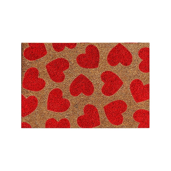 Goowood Valentine's Day Red Heart Rug Non Slip Soft Absorbent Floor Mat for Living Room and Bedroom Home Decor