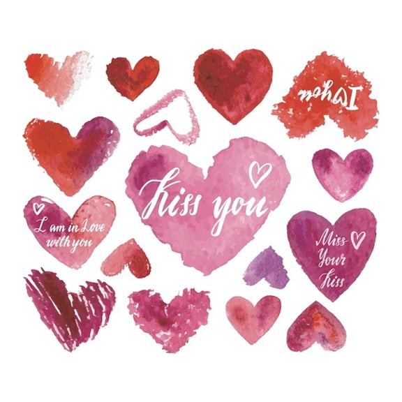 Goowood Valentines Day Decorations Heart Window Clings and Love Wall Stickers with Peel and Stick PVC Decals 1 set