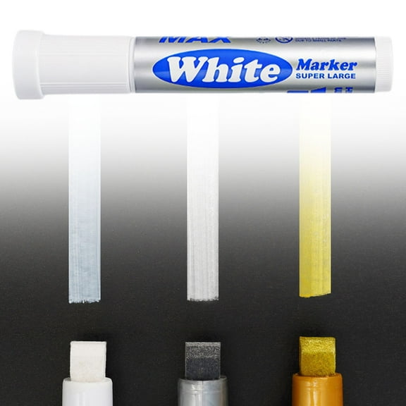 Goowood White Paint Pen Oil Based Paint Markers Refillable Medium Chisel Tip Permanent Marker for Metal Wood Stone Plastic Glass 3ml