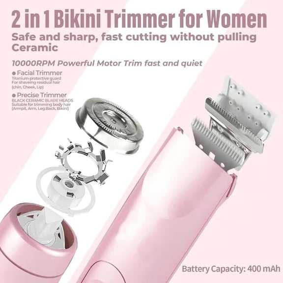 Goowood Women Electric Shaver Bikini Trimmer Cordless Body Groomer Painless Hair Removal for Legs Face Underarms Type-C Rechargeable