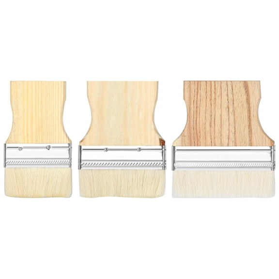Goowood Wool Paint Brush Set Soft Natural Bristles Utility Brushes for Staining Varnishing Glazing Pastry Basting BBQ Kitchen Home