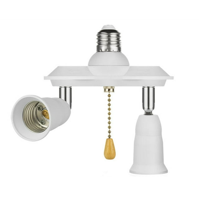 Goozegg Pull Chain Light Socket Adapter E26 E27 Extender Light Fixture Bulb Splitter Swing