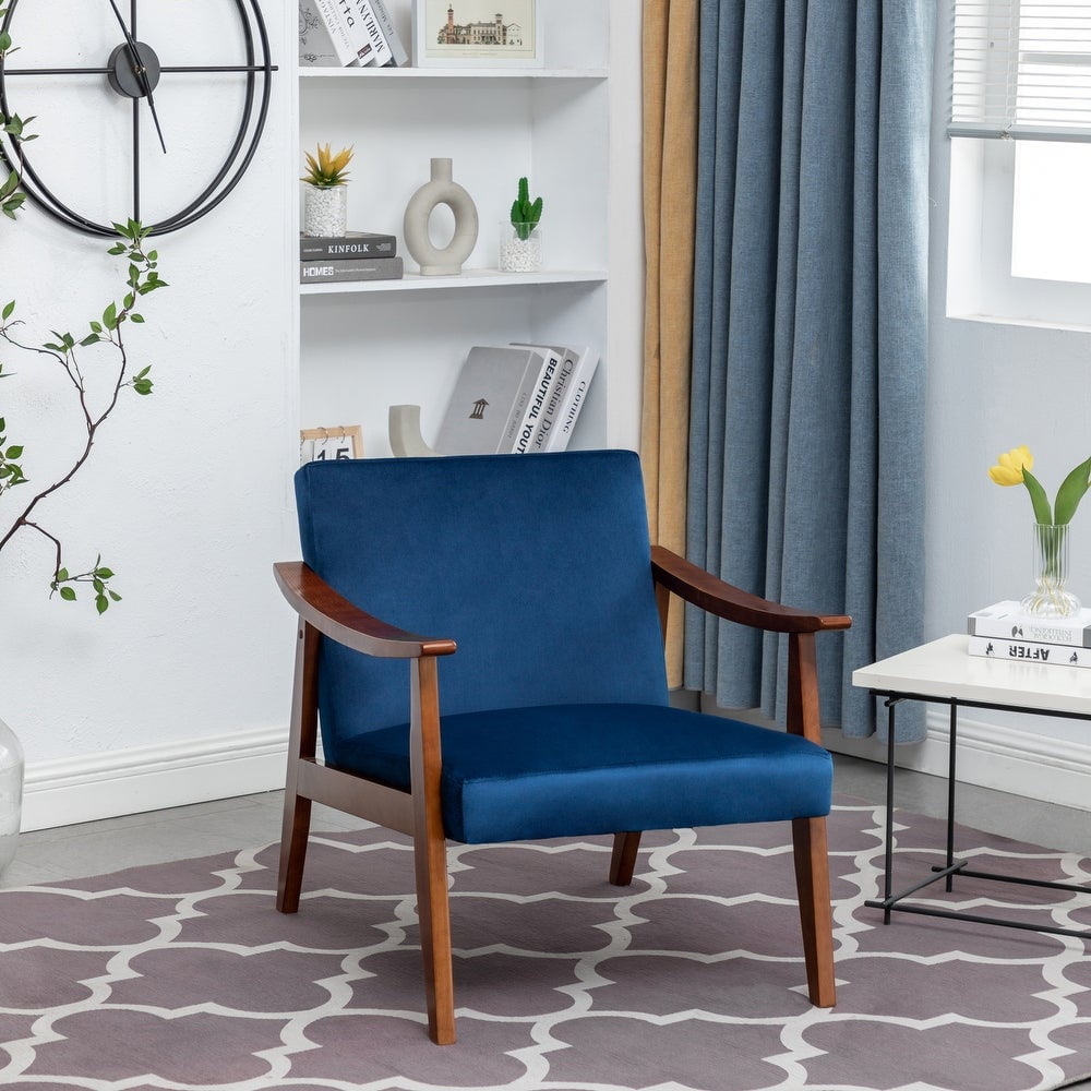 Gopal 27.2" Wide Velvet Accent Chair-Dark Blue